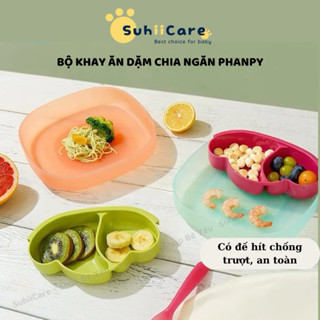 Bộ khay ăn dặm chia ngăn Phanpy, chống trượt, silicon cao cấp và PP không chứa BPA, an toàn cho bé