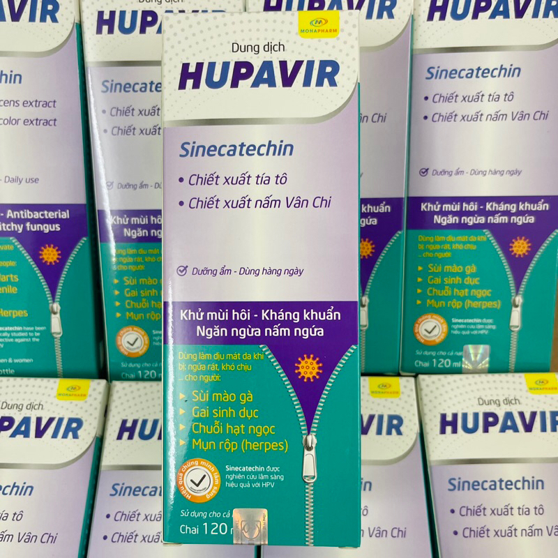 (Che Tên) Dung dịch vệ sinh Hupavir Sinecatechin 120ml - Hỗ trợ Sùi mào gà, rửa hàng ngày