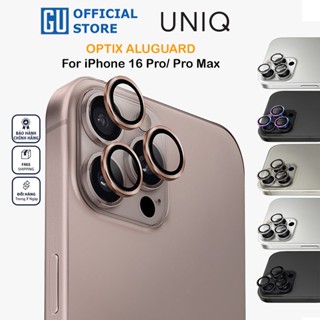 Kính Bảo Vệ Camera UNIQ OPTIX ALUGUARD Cho iPhone 16 Pro/ 16 Pro Max Khung Hợp Kim Nhôm Kính Cường Lực 9H Trong Suốt