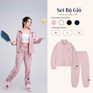 Set Bộ Gió Quần Dài ECOCHIC DELINE Chính Hãng Áo Khoác Quần Bo Chun Thể Thao Năng Động B076