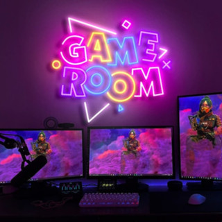 Đèn led neon sign GAMEROOM DLQdecor 53 x 62 cm nhiều màu ,decor trang trí phòng game