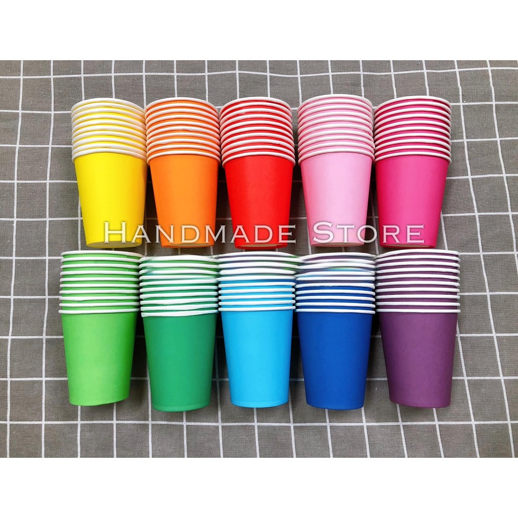 Set 10 cốc giấy làm thủ công đủ màu