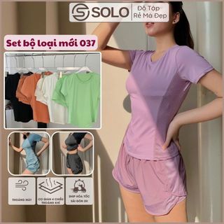 Set Bộ Đồ Tập Thể Thao Nữ gym cầu lông chạy bộ vải thun lạnh co giãn thoáng mát Solo Sportswear 706