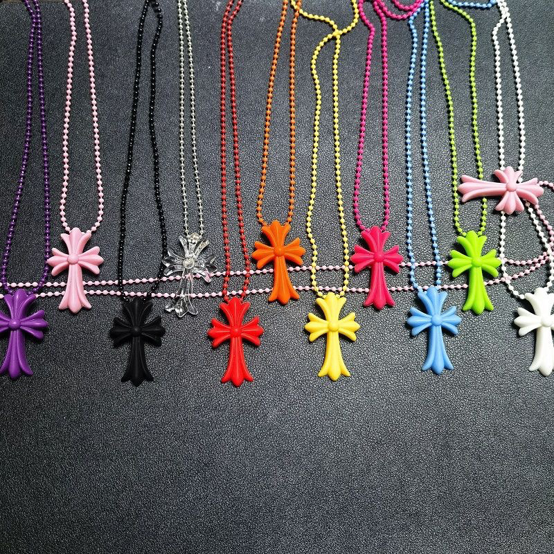 Dây chuyền Chrome Heart nhiều màu sắc, vòng cổ chrome heart dây bi mặt biểu trượng thánh giá - Cactu