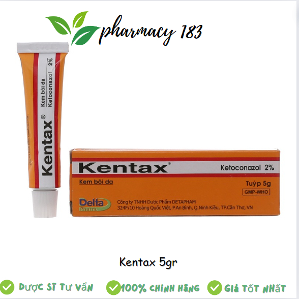 kentax Kem bôi nấm ngứa, dị ứng da, chàm, vẩy nến, lang ben (Tuýp 5g)