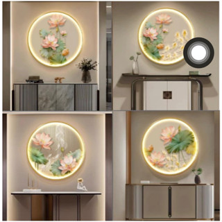 Tranh Tráng Gương Đèn Led Hoa Sen treo phòng khách / phòng thờ / quà tặng Treo Tường