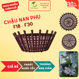 Chậu nhựa giả gỗ có nan phụ trồng lan, cây cảnh F18 ~ F30 (VILA Garden)