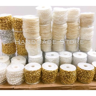 Dây hạt ngọc mạ vàng - bạc 3-8mm (2 mét)