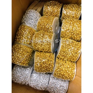 Dây hạt ngọc mạ vàng - bạc 3-8mm (2 mét)