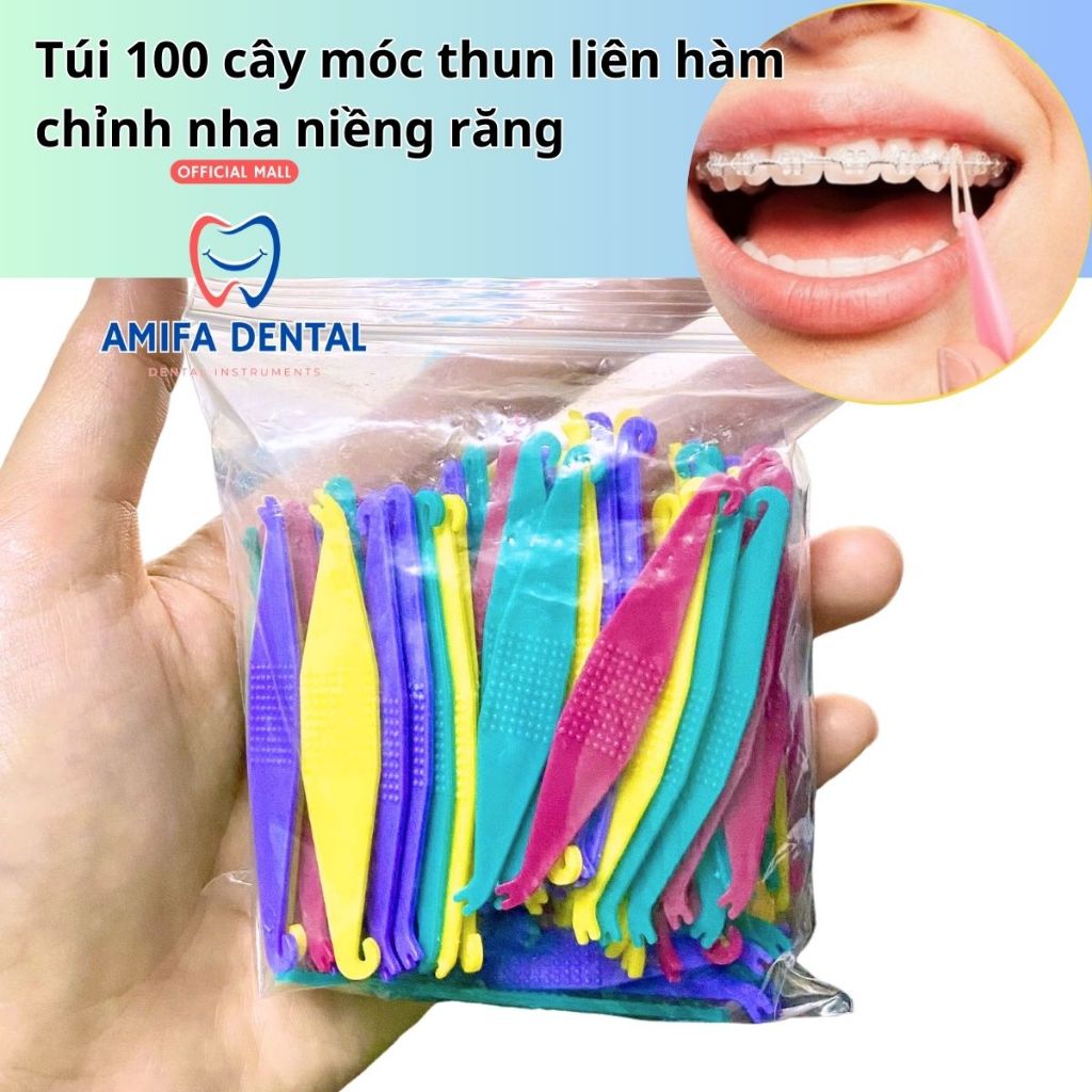 Set 100 Cây Móc Chun Liên Hàm Niềng Răng, Cây Móc Thun Liên Hàm, Móc Chun Chỉnh Nha, Cây Cao Su Niền