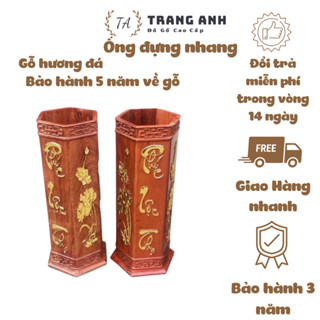  Ống cắm nhang Ống đựng nhang TA thờ cúng chiêu tài lộc gỗ hương đá trạm khắc phúc Lộc thọ 