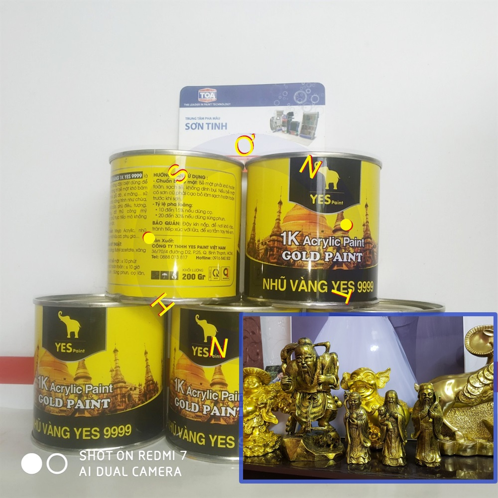 SƠN NHŨ VÀNG 9999 1K YES Paint sơn gỗ sắt thép tôn bê tông phào chỉ thạch cao chậu cảnh kiểng