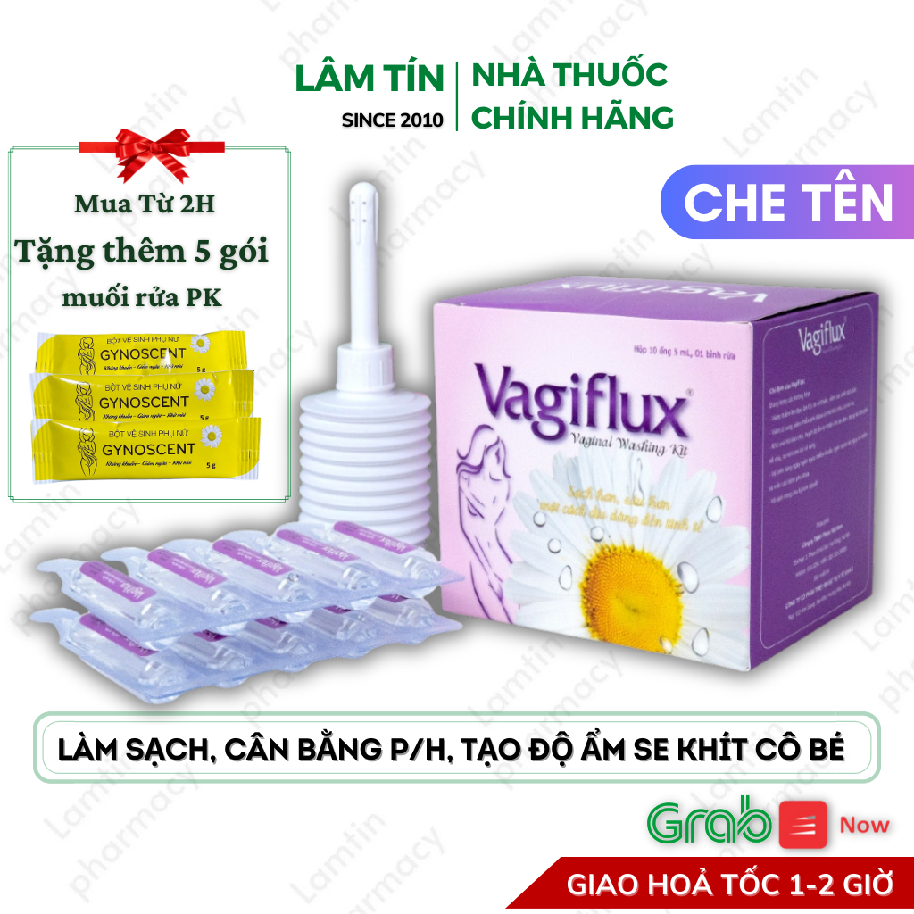 ✅(Chính Hãng) Vagiflux Bình Thụt Rửa Vệ Sinh Phụ Nữ - 1 Bình Tặng 10 ống muối giúp vệ sinh giảm ngứa cho cô bé