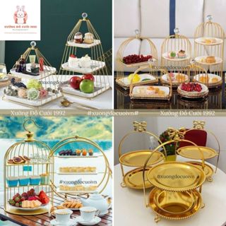 Khay Kệ Lồng Chim Đựng Bánh Kẹo Trang Trí Sinh Nhật, Gia Tiên Cưới Hỏi, Tiệc Teabreak, Decor Nhà Cửa