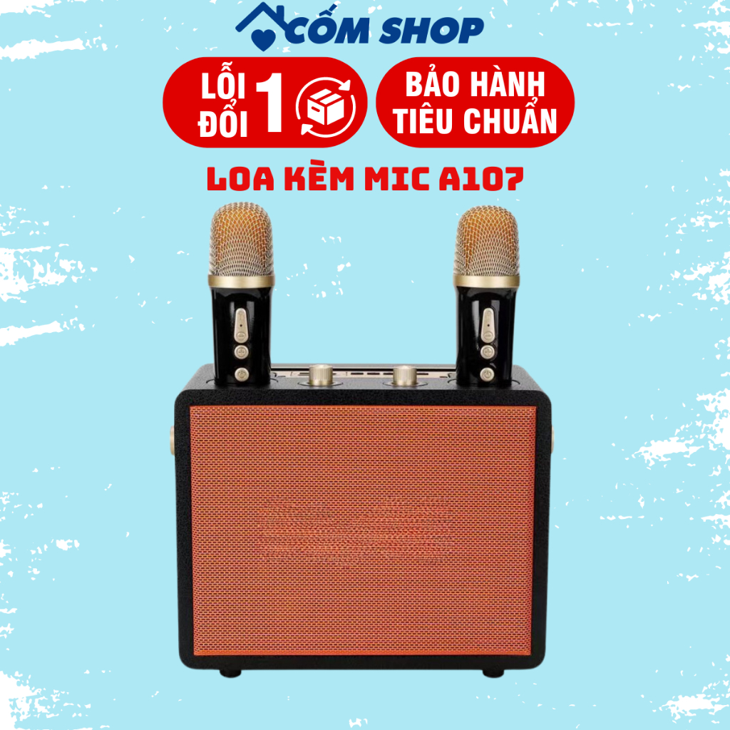 (Bộ kèm 2 mic hát) Loa Karaoke Bluetooth Peterhot A107W  Phiên Bản Mới Độc Đáo, Kèm 2 Mic Không Dây,