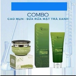 Combo Kem Face Cao Mụn Khổ Qua Diếp Cá Sica + Sữa Rửa Mặt Trà Xanh Rau Má Sica white