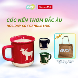Hàng xuất khẩu Châu Âu 370gr - Cốc nến thơm gốm sứ cao cấp hương thiên nhiên không khói Holiday Soy Candle Mug