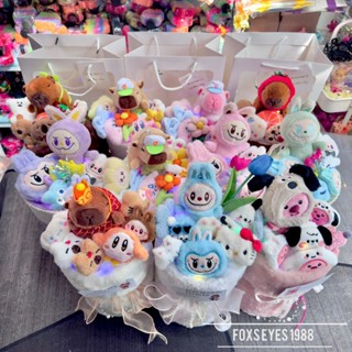 (Loại 1, Chuẩn Form) Bó Hoa Gấu Bông Chủ Đề Hoạt Hình Sanrio Kèm Túi Và Đèn Tặng Ngày Lễ Sinh Nhật