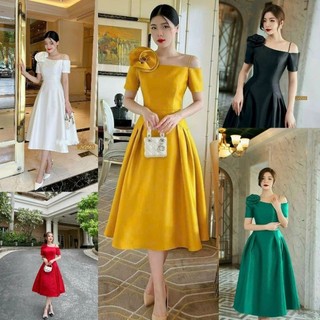 [ĐƯỢC KIỂM TRA HÀNG] ĐẦM XOÈ BẸT VAI ĐÍNH HOA HỒNG CAO CẤP - Yêu Shop 85