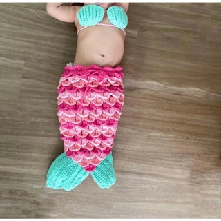 Đồ len nàng tiên cá, đạo cụ, phụ kiện chụp ảnh cho bé gái sơ sinh (Chọn màu/ nhiều mẫu/ nhiều size)