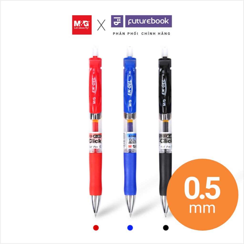 Bút Gel Bấm FUTUREBOOK ngòi 0.5 mm Xanh, Đỏ, Đen - Phân phối chính hãng M&G - MG K35