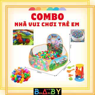 COMBO Nhà Vui Chơi Trẻ Em gồm: Quây Bóng + Bóng nhựa + Hạt Sứ + Xe Xúc Cát + Guồng Xay Cát