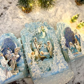 Thiệp 3D Trang Trí Giáng Sinh Nhiều Mẫu Cây Thông, Máng Cỏ Tuyết Trắng Đẹp Lung Linh Mẫu Mới Nhất