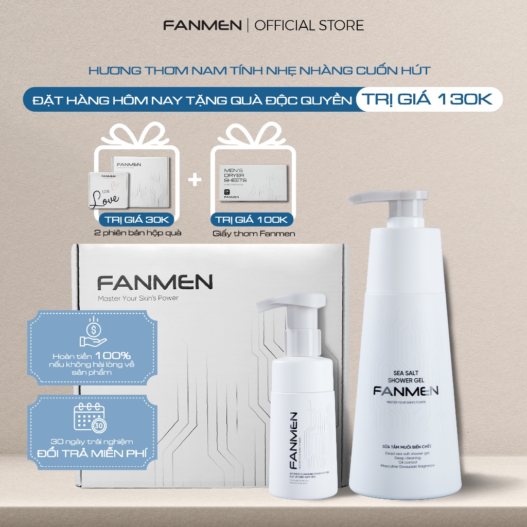 [COMBO TINH TẾ] Set Sữa Tắm Nam Và Bọt Vệ Sinh Fanmen Tinh Chất Muối Biển Làm Sạch Cơ Thể Diệt Khuẩn Khử Mùi Toàn Diện