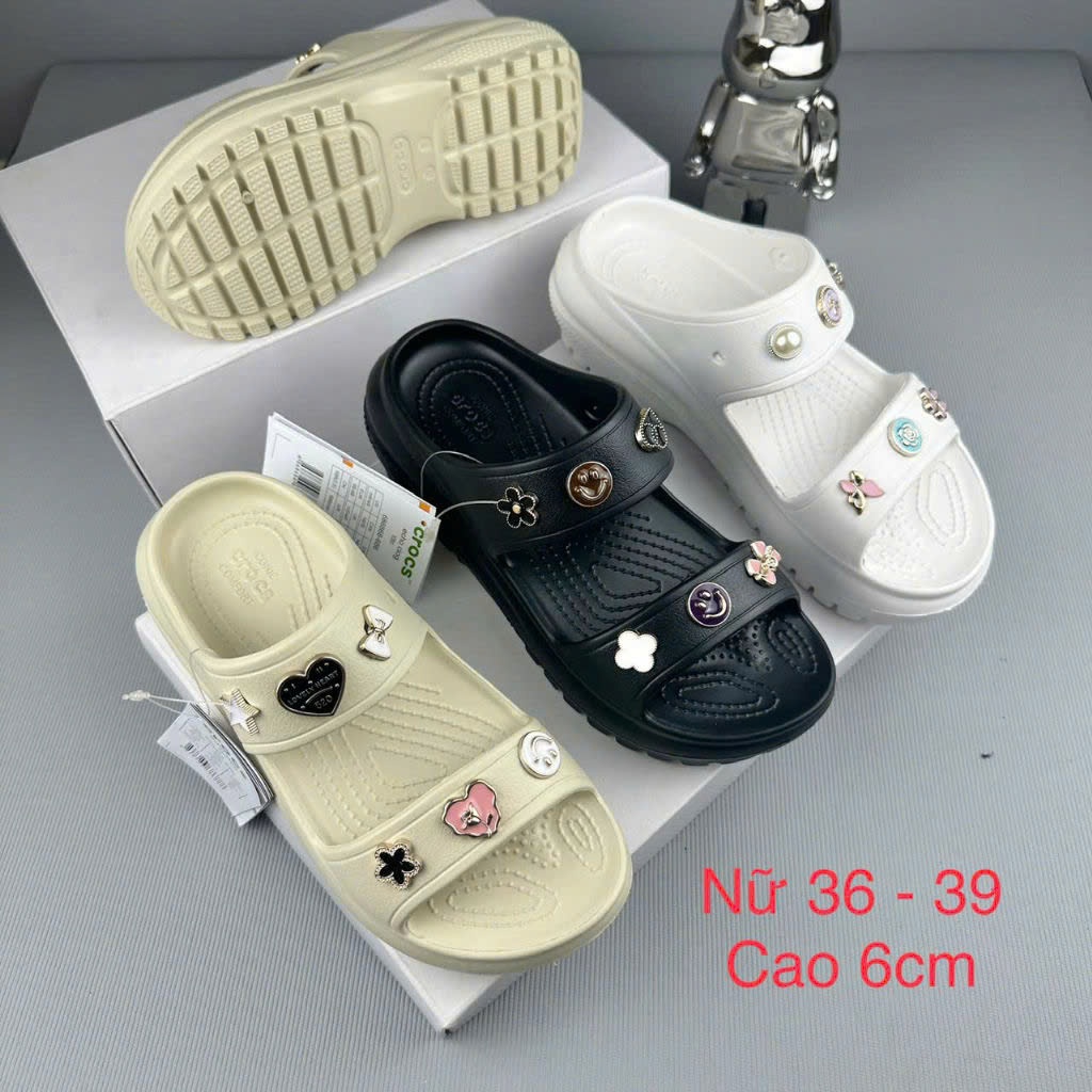 [Full Box] Cross Đế Cao 7CM - Cross Sandal Nữ Đế Cao, tặng kèm sẵn Charm 3D