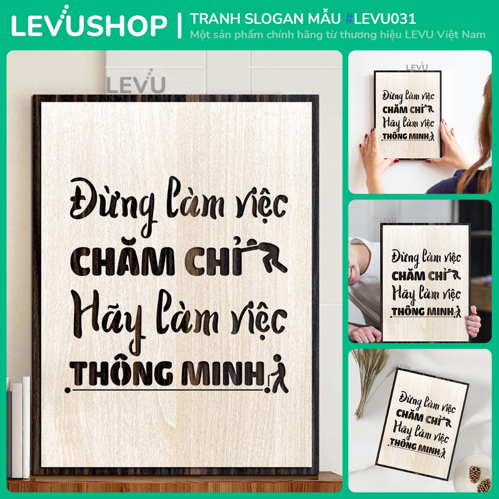 Tranh treo tường khắc Gỗ câu nói hay LEVU031 trang trí văn phòng công ty
