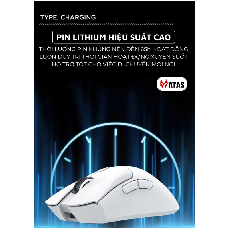 Chuột gaming không dây ATAS X11 - 3 mode - Mắt đọc PAW3311 -  Hỗ trợ App macro - Dock sạc - Màn hình TFT - DPI 24000 | BigBuy360 - bigbuy360.vn