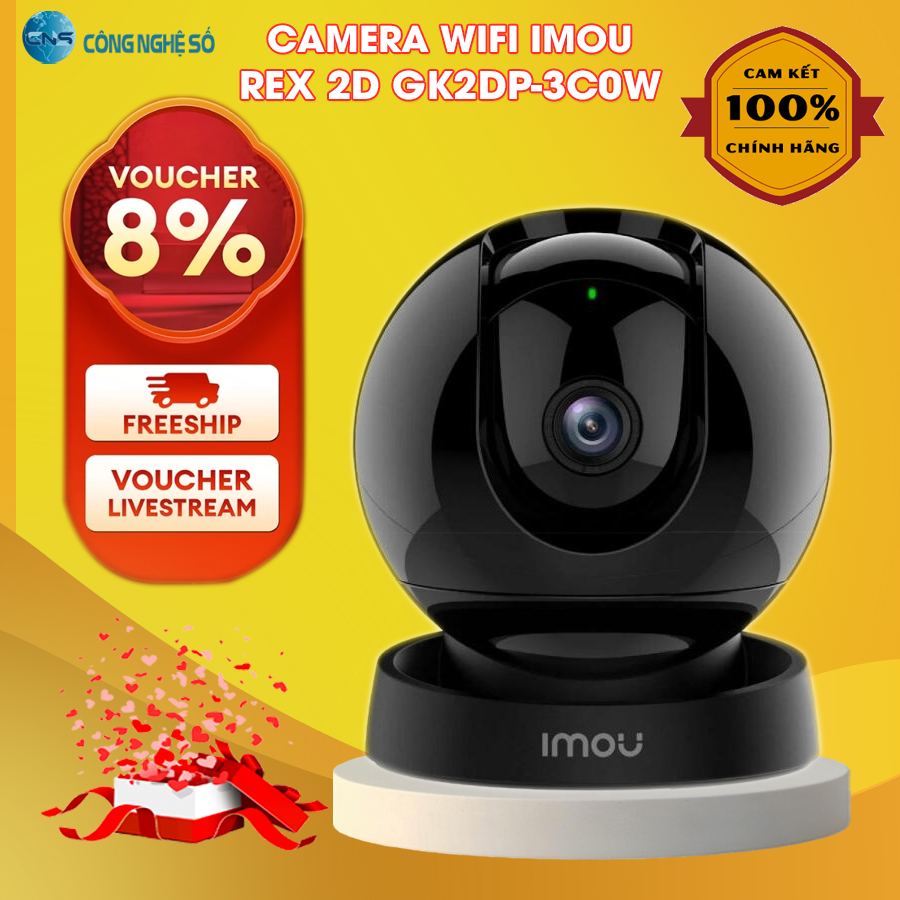Camera IMOU trong nhà GK2DP Rex 2D 3MP | cảnh báo bằng còi hú, đàm thoại 2 chiều - Hàng chính hãng