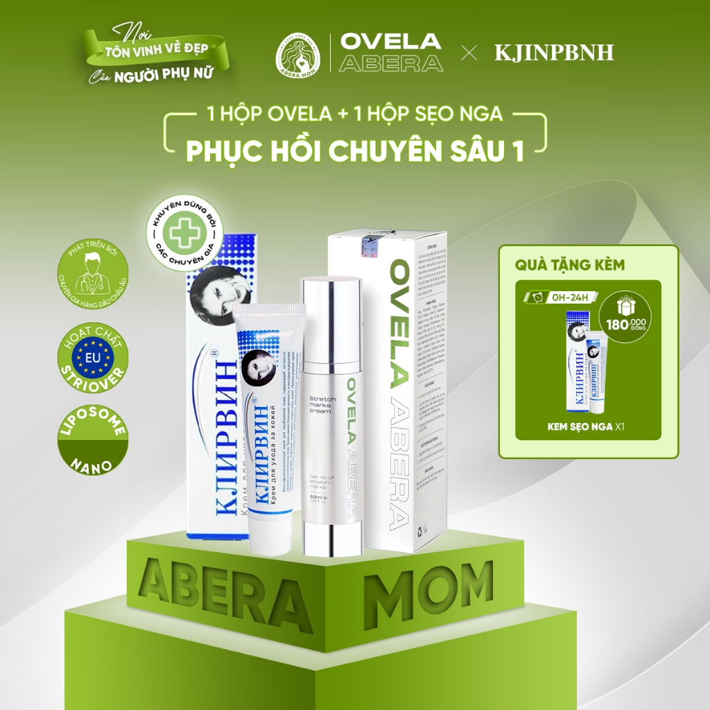 [COMBO PHỤC HỒI CHUYÊN SÂU 1] 1 hộp kem rạn da Ovela Abera + 1 hộp kem sẹo Nga