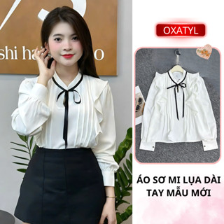 Áo sơ mi kiểu cổ nơ dài tay tiểu thư sang trọng OXATYL A83 Chất vải lụa mặc mùa hè