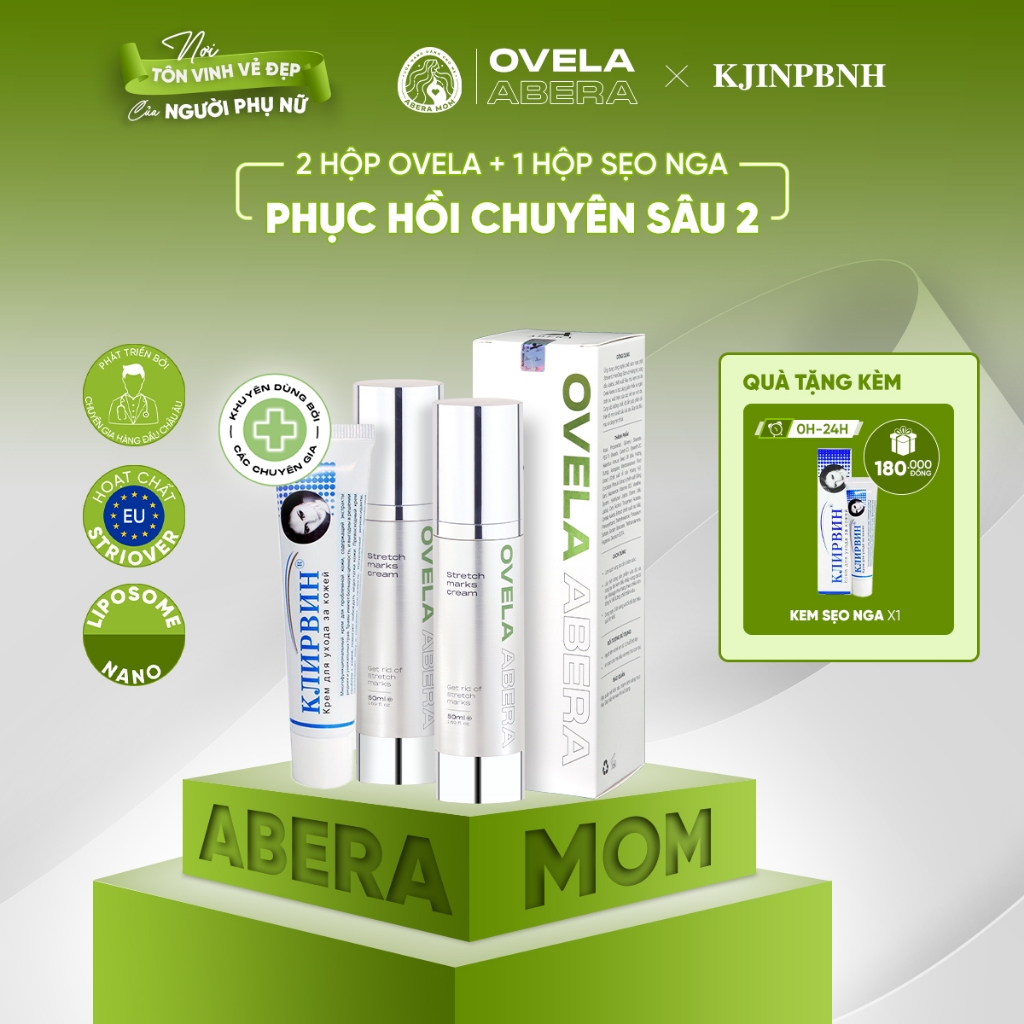 [COMBO PHỤC HỒI CHUYÊN SÂU 2] 2 hộp kem rạn da Ovela Abera + 1 hộp kem sẹo Nga