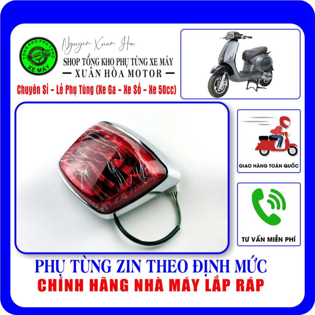 Đèn hậu/ Đèn lái Vespa 50cc/ Vespa Nioshima/ Vespa DKBike - Công nghệ đèn LED (Hàng nhập khẩu cao cấ