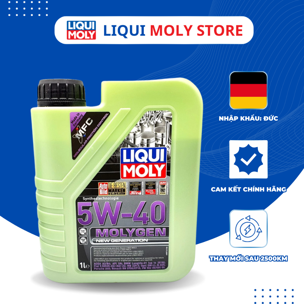 Dầu nhớt xe tay ga - oto Liqui Moly Molygen 5W40 1L - Made in Germany