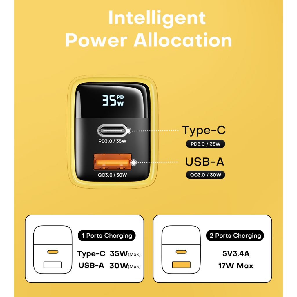 [24 giờ ship] Wekome Củ sạc nhanh GaN 35W 2 cổng USB Type-C PD3.0/QC3.0 Cho iphone SAMSUNG WP-U25 | BigBuy360 - bigbuy360.vn