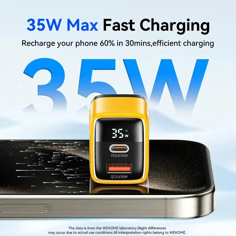 [24 giờ ship] Wekome Củ sạc nhanh GaN 35W 2 cổng USB Type-C PD3.0/QC3.0 Cho iphone SAMSUNG WP-U25 | BigBuy360 - bigbuy360.vn