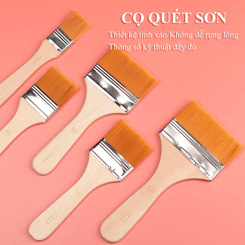 Cọ quét sơn gỗ bảng vuông chổi quét sơn bản vuông chất lượng cao không dễ rụng lông đủ kích cỡ chống