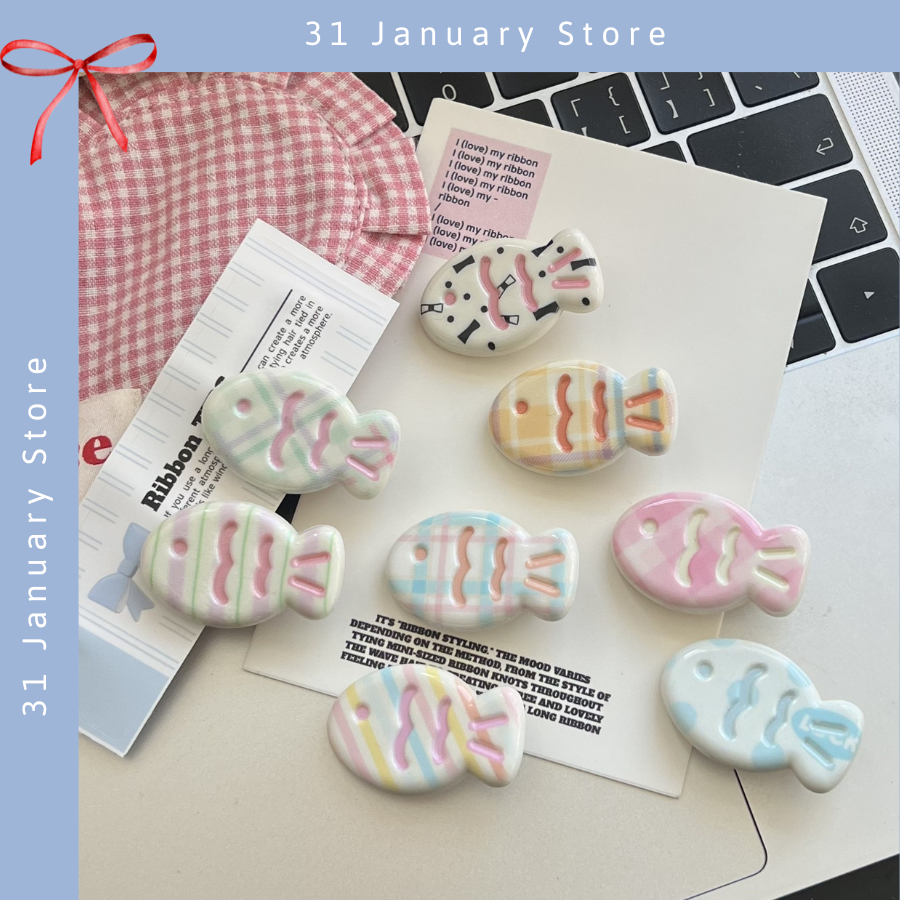 Kẹp tóc 31 January hình con cá béo lùn dễ thương