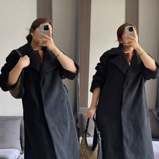 [virusplussize]áo dạ đen cổ bẻ river island bigsize