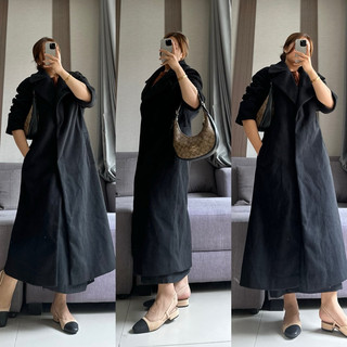 [virusplussize]áo dạ đen cổ bẻ river island bigsize