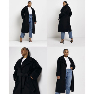 [virusplussize]áo dạ đen cổ bẻ river island bigsize