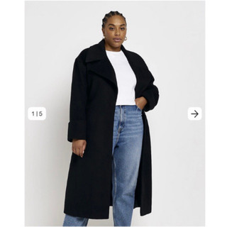 [virusplussize]áo dạ đen cổ bẻ river island bigsize
