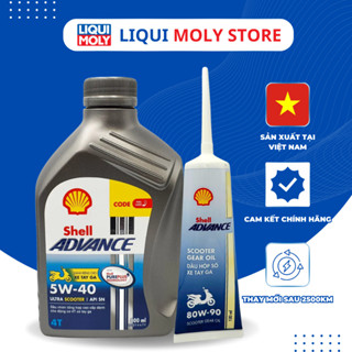 Combo nhớt tổng hợp cao cấp cho xe tay ga Shell Ultra Scooter tặng nhớt láp Shell