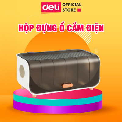 Hộp Đựng Ổ Cắm Điện Deli Hộp Chứa Rộng Rãi Có Nhiều Lỗ Luồn Dây Tiện Lợi Tiết Kiệm Không Gian