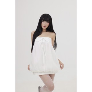 (Sẵn) Váy form bí cúp ngực đính nơ chất tơ nhăn tiểu thư sang chảnh | LANY DRESS | SECODEE