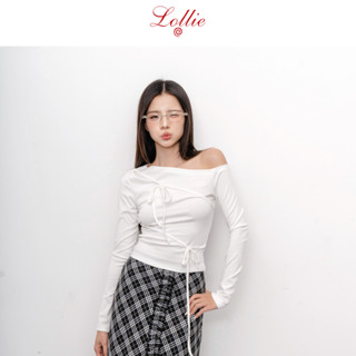 LOLLIE STUDIO - Áo thun co giãn nữ dài tay lệch vai thắt nơ Sora Top TKP220 thiết kế cao cấp dễ phối đồ