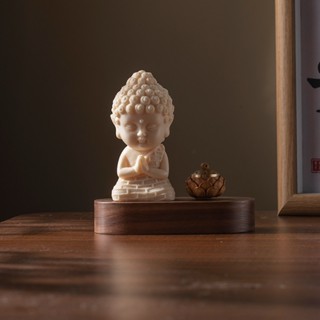 Tượng phật bằng gốm TẶNG kèm đế gỗ và lư đặt bàn làm việc, taplo xe ô tô Nhà Am